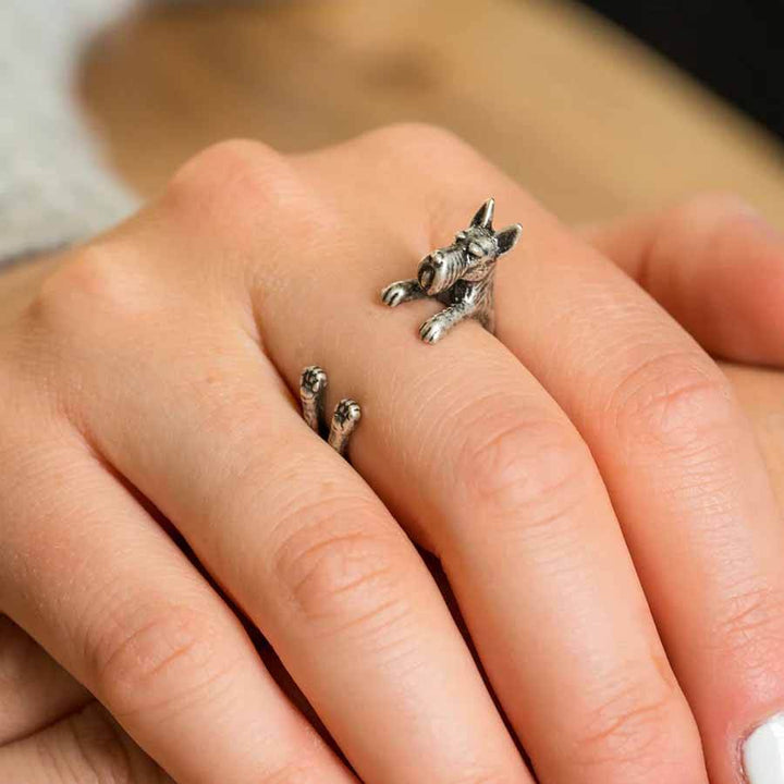 Charming Scottish Terrier Wrap Ring for Dog Lovers - Wearing Felicity Scottish-Terrier-Wrap-Ring-02 Wear Felicity