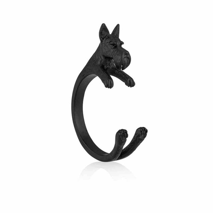Charming Scottish Terrier Wrap Ring for Dog Lovers - Wearing Felicity Scottish-Terrier-Wrap-Ring-Black Wear Felicity
