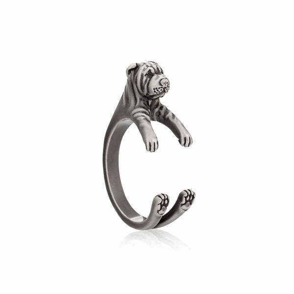 Stylish Shar Pei Wrap Ring for Dog Lovers - Wearing Felicity Shar-Pei-Wrap-Ring Wear Felicity