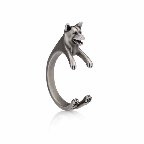 Stylish Shiba Inu Wrap Ring for Dog Lovers - Wearing Felicity Shiba-Inu-Wrap-Ring-Silver Wear Felicity