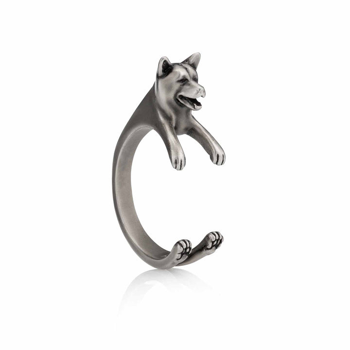 Stylish Shiba Inu Wrap Ring for Dog Lovers - Wearing Felicity Shiba-Inu-Wrap-Ring-Silver Wear Felicity