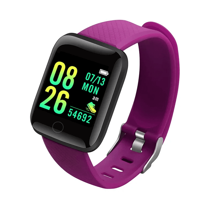 Smartwatch with a purple band on a white background Smartwatch​‍​‌‍​‍‌ Men and Women Wristwatches Smart Watch Message Fitness Monitor Bracelet Birthday Gift Electronic Clock For Android ​‍​‌‍​‍‌IOS