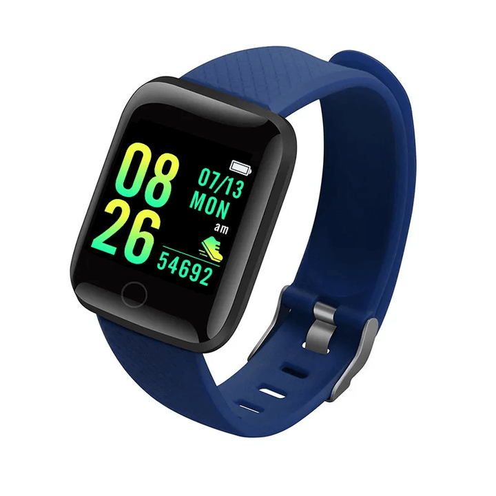 Smartwatch with a blue strap on a white background Smartwatch​‍​‌‍​‍‌ Men and Women Wristwatches Smart Watch Message Fitness Monitor Bracelet Birthday Gift Electronic Clock For Android ​‍​‌‍​‍‌IOS
