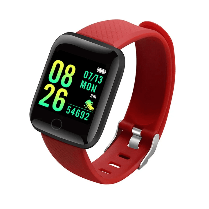 Smartwatch with a red band on a white background Smartwatch​‍​‌‍​‍‌ Men and Women Wristwatches Smart Watch Message Fitness Monitor Bracelet Birthday Gift Electronic Clock For Android ​‍​‌‍​‍‌IOS