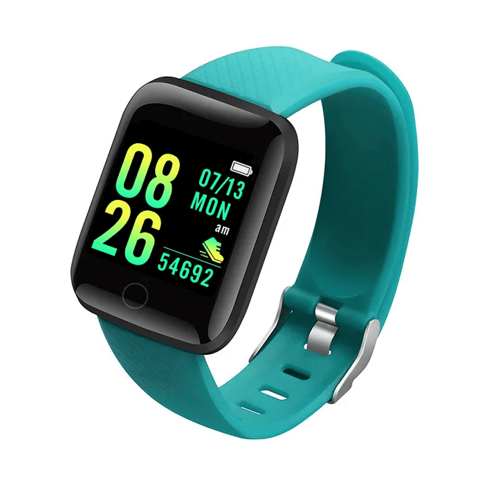 Smartwatch with a turquoise band on a white background Smartwatch​‍​‌‍​‍‌ Men and Women Wristwatches Smart Watch Message Fitness Monitor Bracelet Birthday Gift Electronic Clock For Android ​‍​‌‍​‍‌IOS