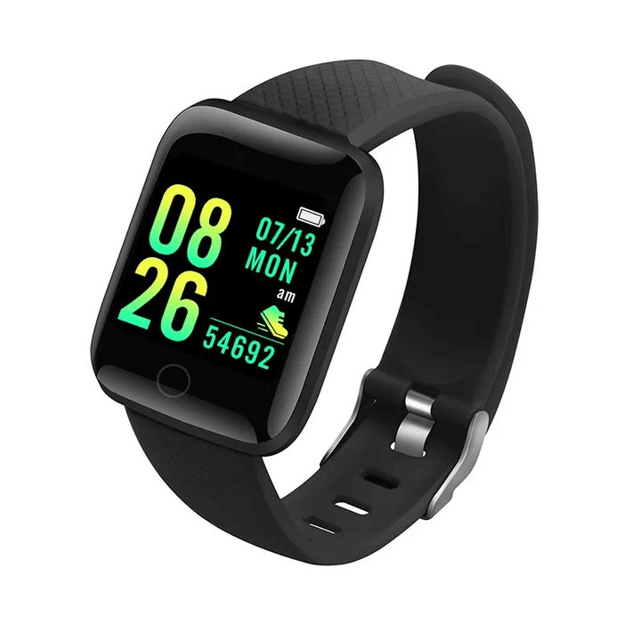 Black smartwatch with a digital display on a white background Smartwatch​‍​‌‍​‍‌ Men and Women Wristwatches Smart Watch Message Fitness Monitor Bracelet Birthday Gift Electronic Clock For Android ​‍​‌‍​‍‌IOS