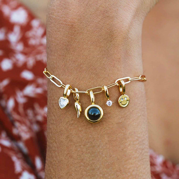 Buy Smiley Face Charm - Cheerful Jewelry Accessory - Wearing Felicity Smiley-Face-Charm Wear Felicity