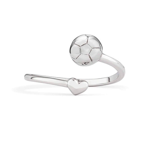 Stylish Soccer Wrap Ring for Sport Lovers - Wearing Felicity Soccer-Wrap-Ring-Silver Wear Felicity