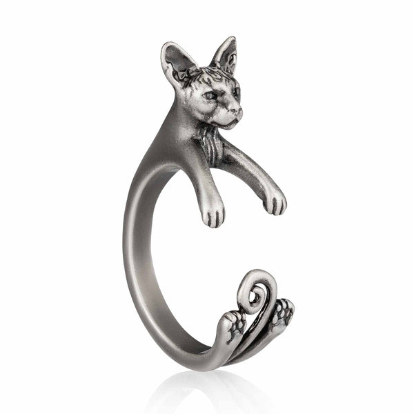 Sphynx Wrap Ring - Stylish Cat Jewelry for All - Wearing Felicity Sphynx-Wrap-Ring-01 Wear Felicity
