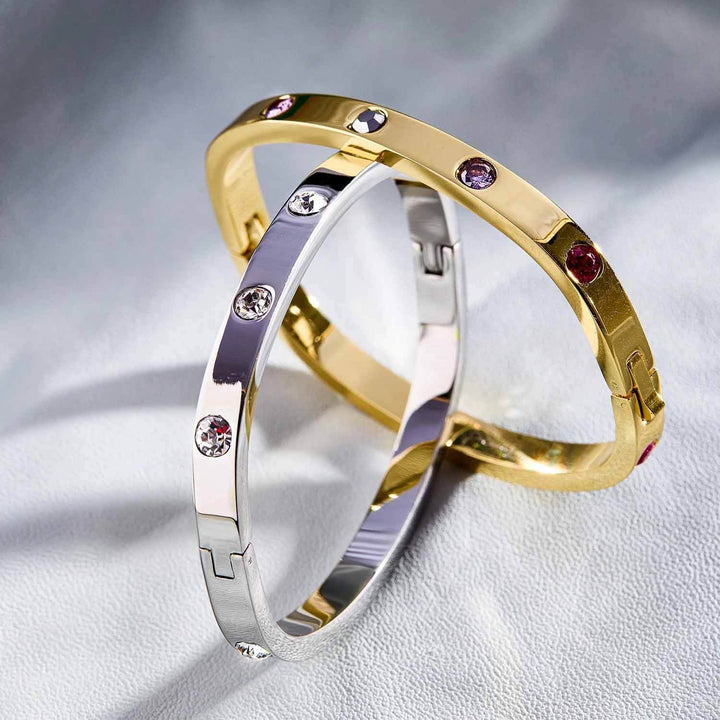 Stone Station Hinge Bangle - Elegant Jewelry Accessory - Wearing Felicity Stone-Station-Hinge-Bangle-02 Wear Felicity