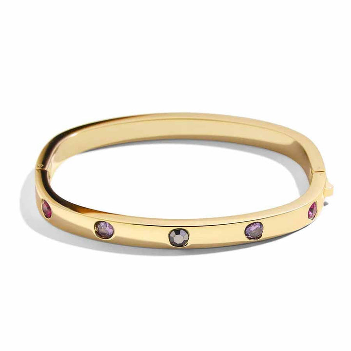 Stone Station Hinge Bangle - Elegant Jewelry Accessory - Wearing Felicity Stone-Station-Hinge-Bangle-Gold Wear Felicity
