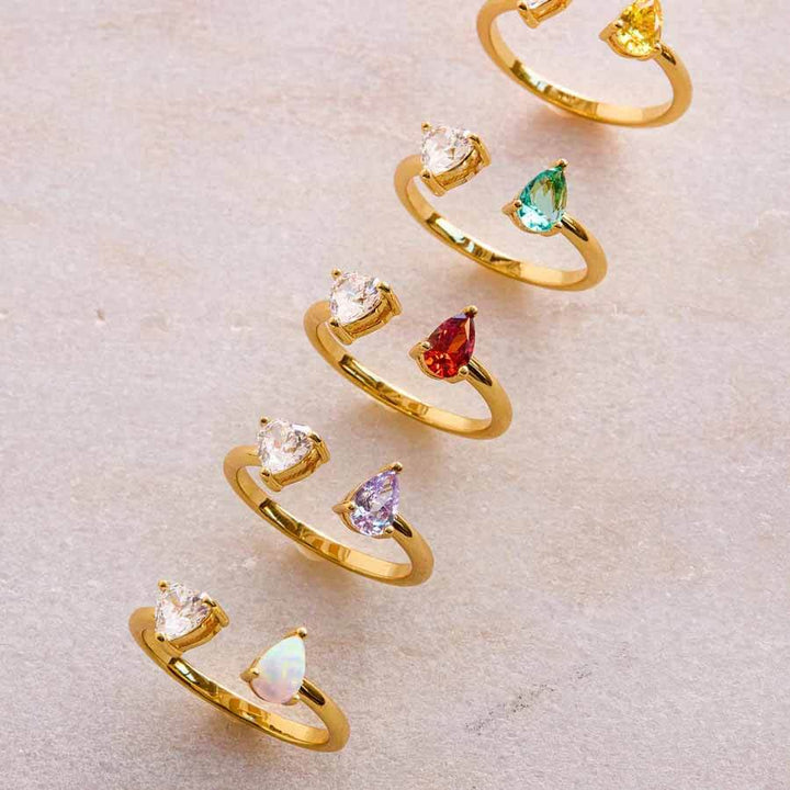Toi Et Moi Heart Ring: Elegant Gold Birthstone Jewelry - Wearing Felicity Toi-Et-Moi-Heart-Ring-01 Wear Felicity