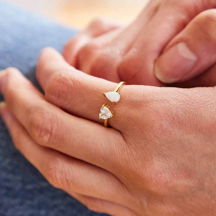 Toi Et Moi Heart Ring: Elegant Gold Birthstone Jewelry - Wearing Felicity Toi-Et-Moi-Heart-Ring-02 Wear Felicity