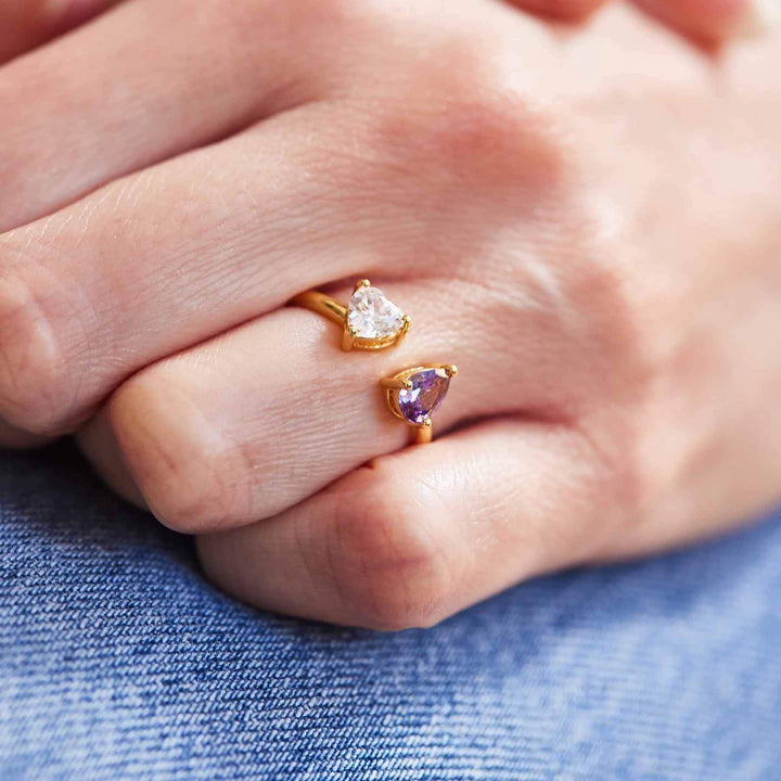 Toi Et Moi Heart Ring: Elegant Gold Birthstone Jewelry - Wearing Felicity Toi-Et-Moi-Heart-Ring-03 Wear Felicity