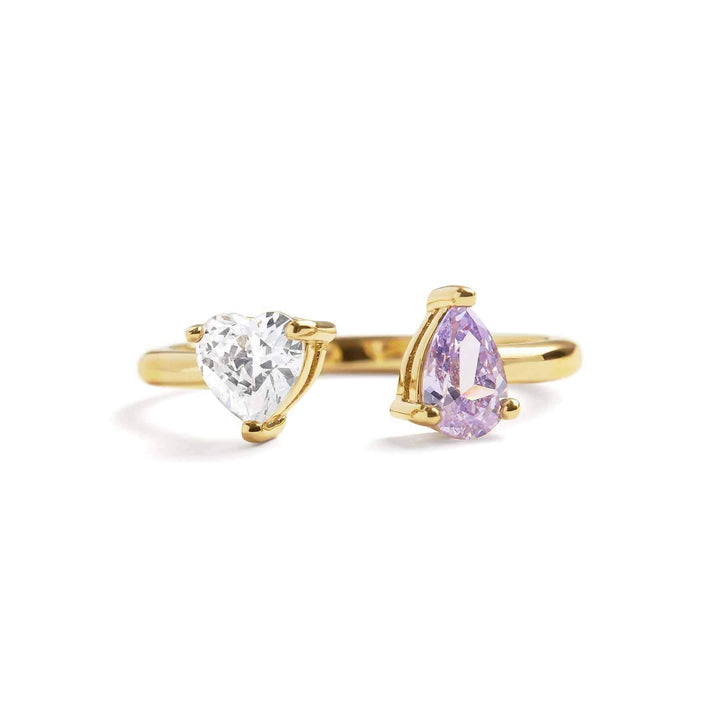 Toi Et Moi Heart Ring: Elegant Gold Birthstone Jewelry - Wearing Felicity Toi-Et-Moi-Heart-Ring-Gold-Alexandrite Wear Felicity