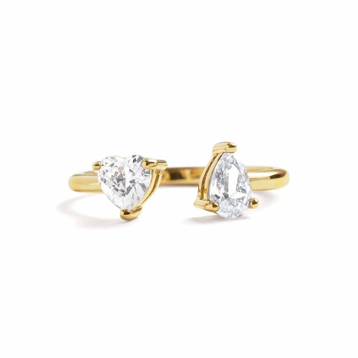 Toi Et Moi Heart Ring: Elegant Gold Birthstone Jewelry - Wearing Felicity Toi-Et-Moi-Heart-Ring-Gold-Diamond Wear Felicity