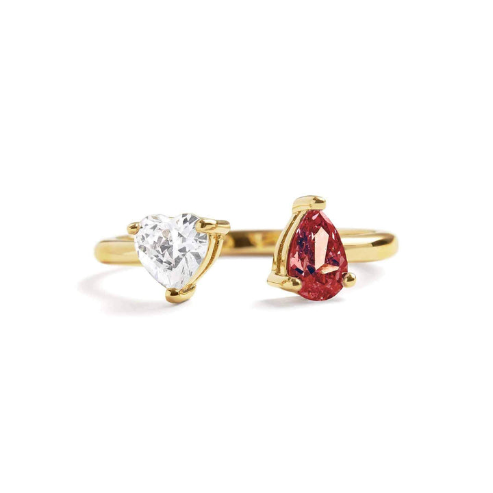 Toi Et Moi Heart Ring: Elegant Gold Birthstone Jewelry - Wearing Felicity Toi-Et-Moi-Heart-Ring-Gold-Ruby Wear Felicity