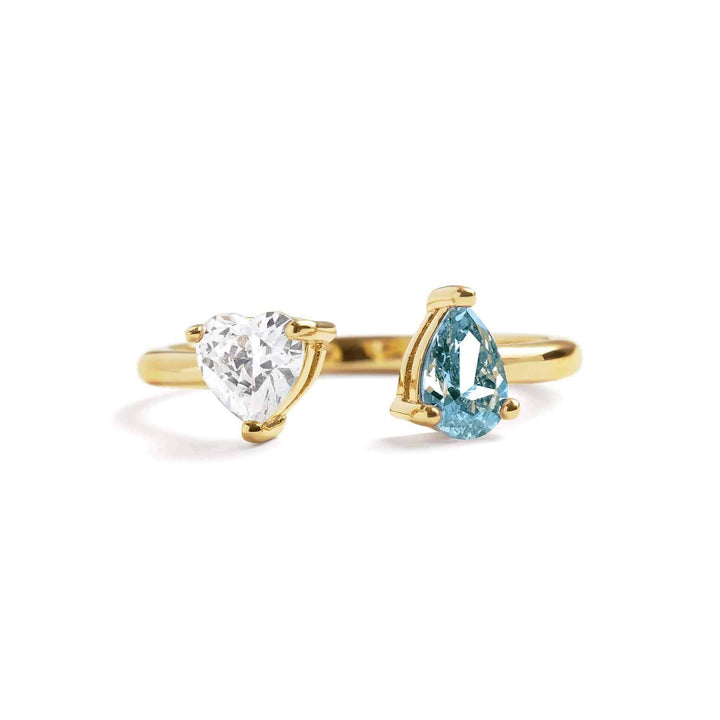 Toi Et Moi Heart Ring: Elegant Gold Birthstone Jewelry - Wearing Felicity Toi-Et-Moi-Heart-Ring-Gold-Sapphire Wear Felicity