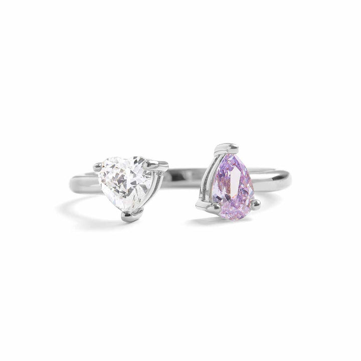 Toi Et Moi Heart Ring: Elegant Gold Birthstone Jewelry - Wearing Felicity Toi-Et-Moi-Heart-Ring-Silver-Alexandrite Wear Felicity