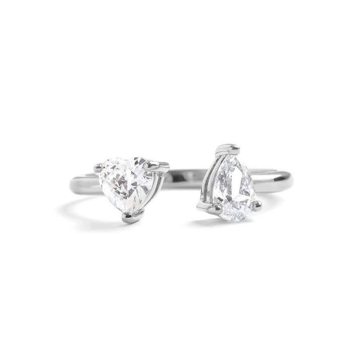 Toi Et Moi Heart Ring: Elegant Gold Birthstone Jewelry - Wearing Felicity Toi-Et-Moi-Heart-Ring-Silver-Diamond Wear Felicity