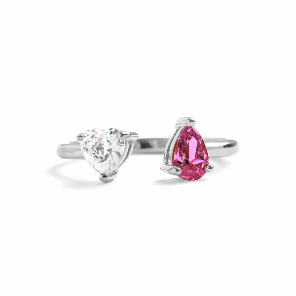 Toi Et Moi Heart Ring: Elegant Gold Birthstone Jewelry - Wearing Felicity Toi-Et-Moi-Heart-Ring-Silver-Garnet Wear Felicity