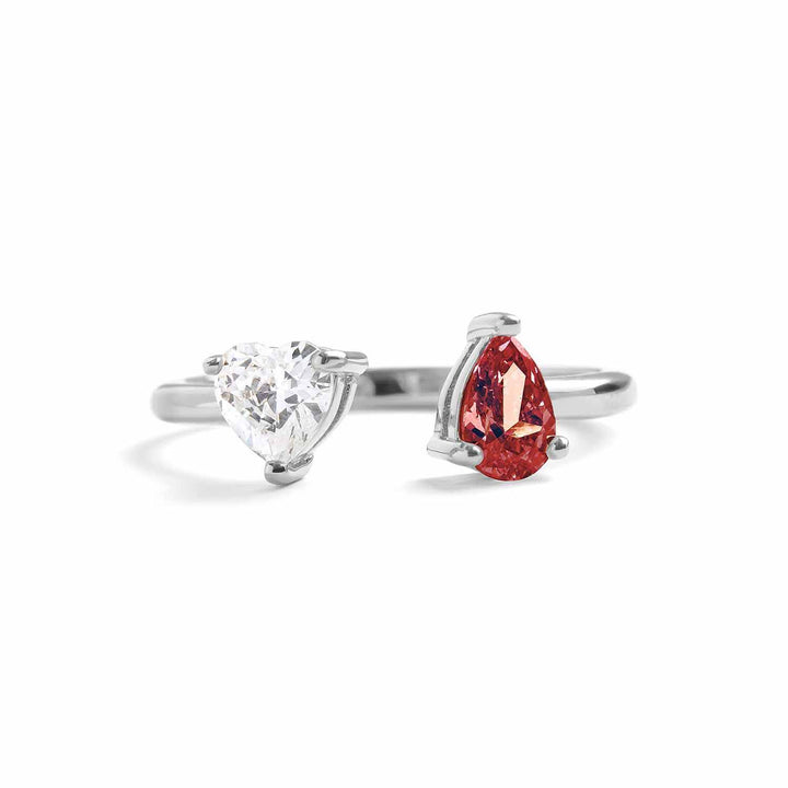 Toi Et Moi Heart Ring: Elegant Gold Birthstone Jewelry - Wearing Felicity Toi-Et-Moi-Heart-Ring-Silver-Ruby Wear Felicity