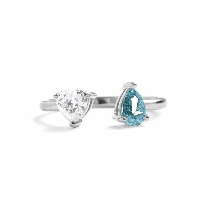 Toi Et Moi Heart Ring: Elegant Gold Birthstone Jewelry - Wearing Felicity Toi-Et-Moi-Heart-Ring-Silver-Sapphire Wear Felicity