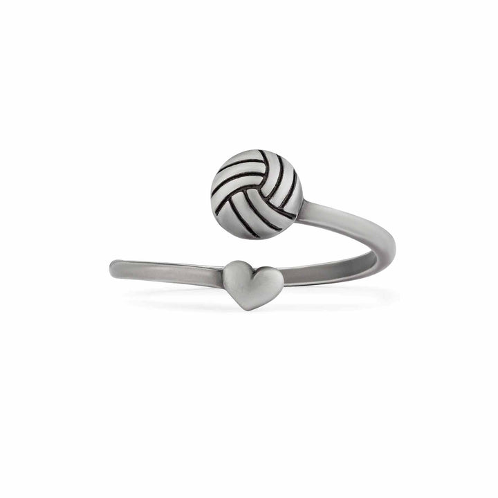Stylish Volleyball Wrap Ring for Sport Lovers - Wearing Felicity Volleyball-Wrap-Ring-Antique-Silver Wear Felicity