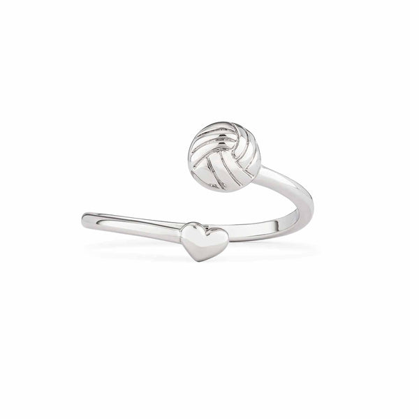 Stylish Volleyball Wrap Ring for Sport Lovers - Wearing Felicity Volleyball-Wrap-Ring-Silver Wear Felicity