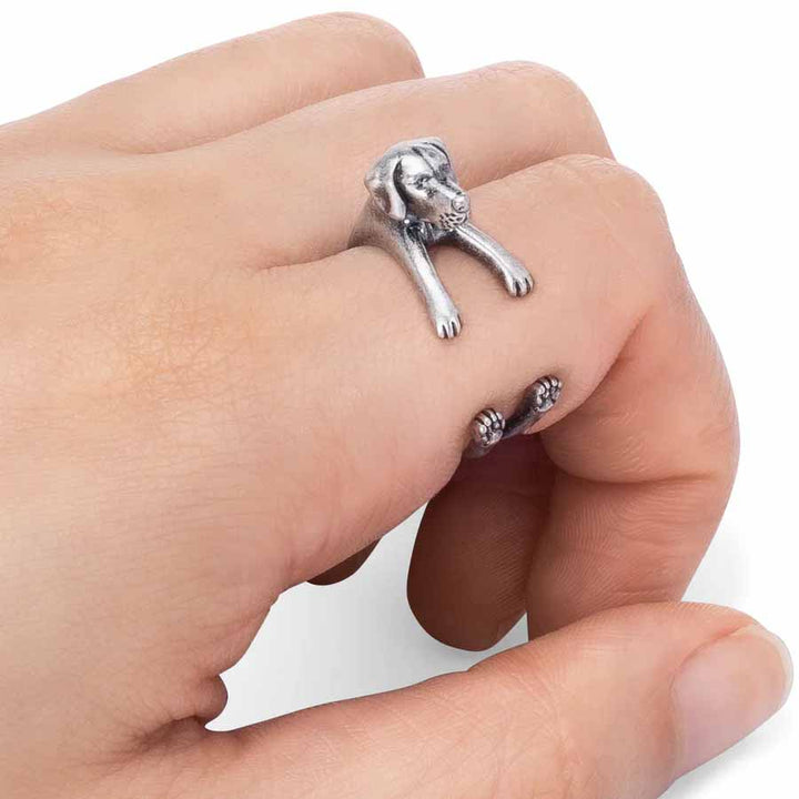 Stylish Weimaraner Wrap Ring for Dog Lovers - Wearing Felicity Weimaraner-Wrap-Ring-02 Wear Felicity