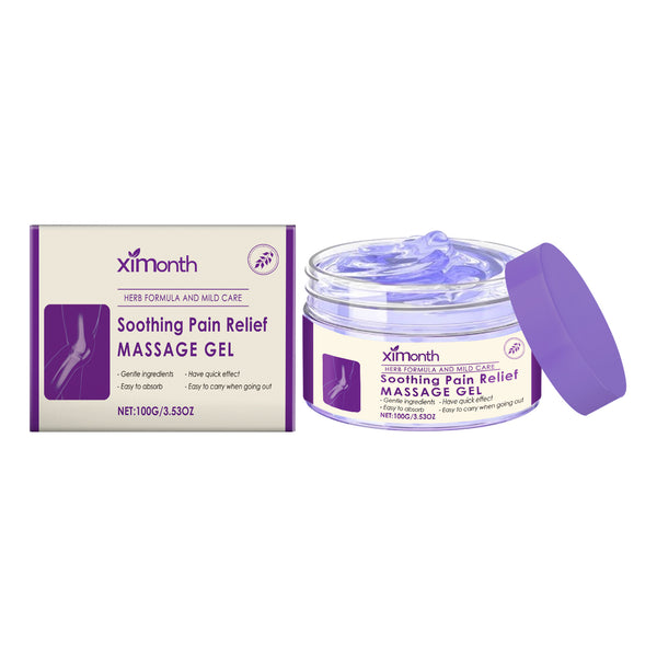 Ximonth Soothing Pain Relief Massage Gel with packaging on a white background Ximonth Joint Care Gel for Comfort and Relief Ximonth Joint Care Gel for Daily Use on the Body Promotes Comfort Around the Knees, Elbows, and Shoulders Through Easy Application on the Skin