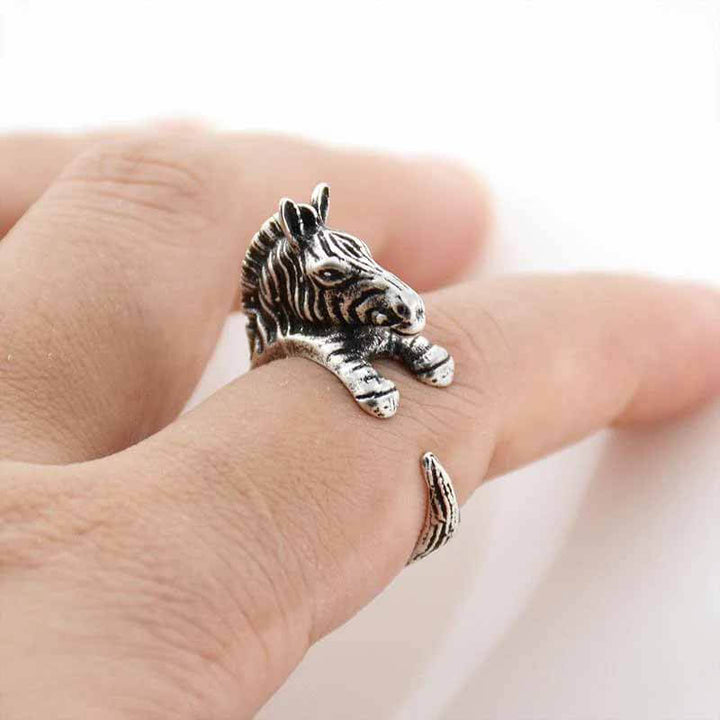 Stylish Zebra Wrap Ring - Perfect Gift for Animal Lovers - Wearing Felicity Zebra-Wrap-Ring-01 Wear Felicity