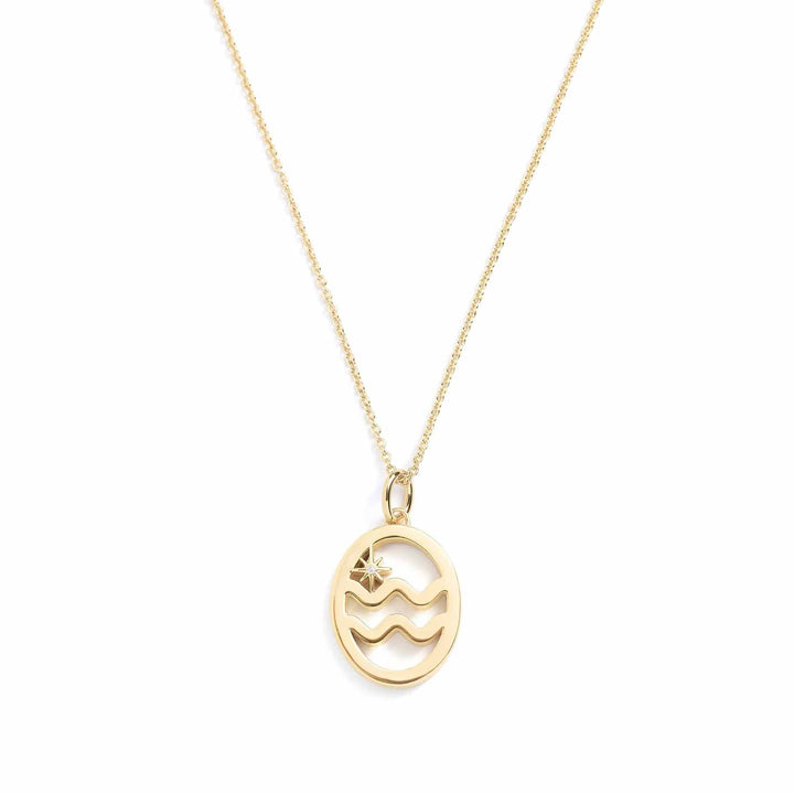 Elegant Zodiac Necklace - Personalized Jewelry - Wearing Felicity     
 Zodiac-Necklace-Gold-Aquarius Wear Felicity