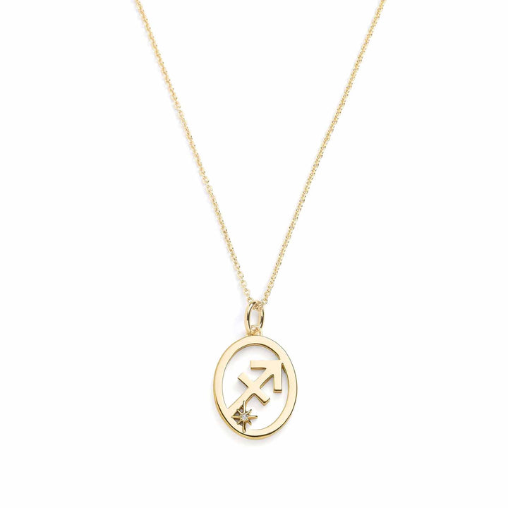 Elegant Zodiac Necklace - Personalized Jewelry - Wearing Felicity     
 Zodiac-Necklace-Gold-Sagittarius Wear Felicity