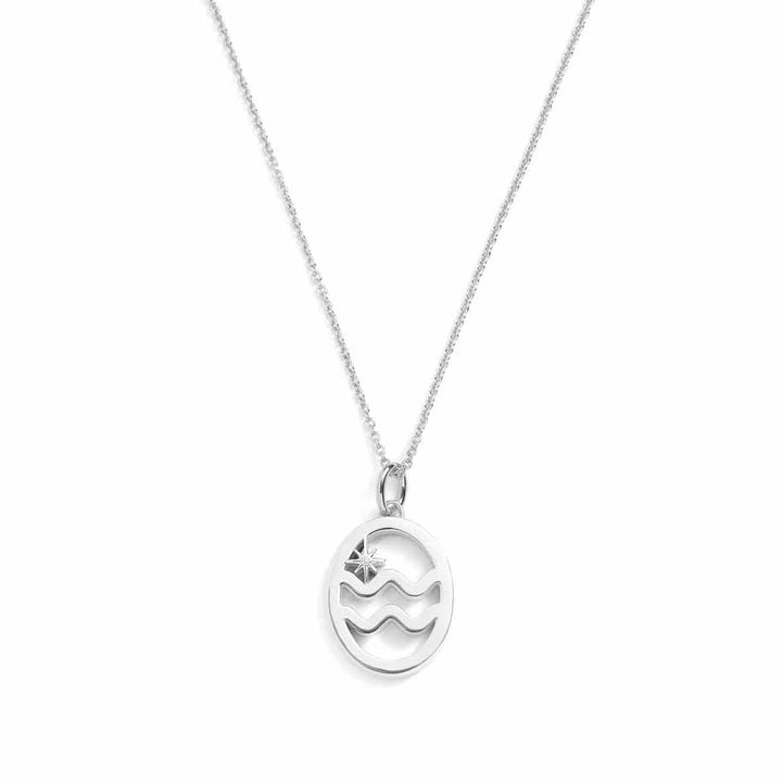 Elegant Zodiac Necklace - Personalized Jewelry - Wearing Felicity     
 Zodiac-Necklace-Silver-Aquarius Wear Felicity