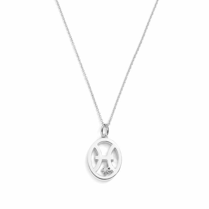 Elegant Zodiac Necklace - Personalized Jewelry - Wearing Felicity     
 Zodiac-Necklace-Silver-Pisces Wear Felicity