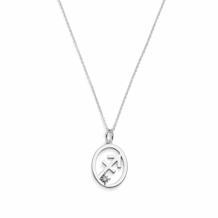 Elegant Zodiac Necklace - Personalized Jewelry - Wearing Felicity     
 Zodiac-Necklace-Silver-Sagittarius Wear Felicity