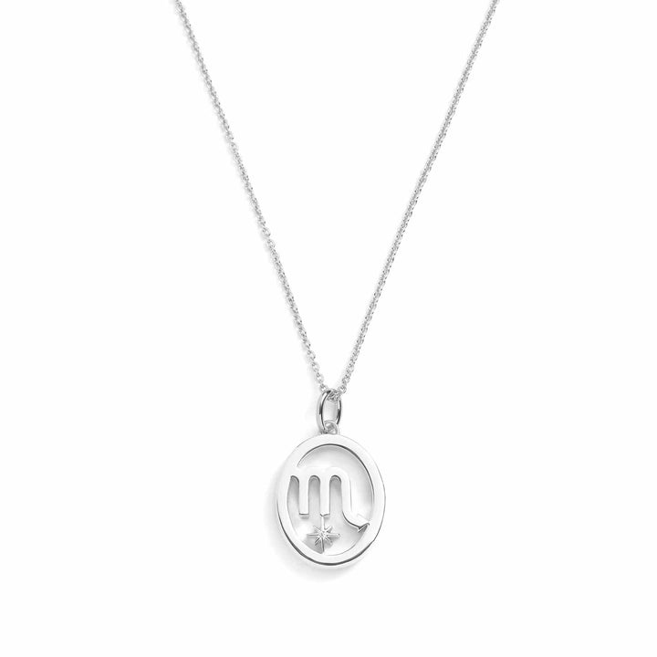 Elegant Zodiac Necklace - Personalized Jewelry - Wearing Felicity     
 Zodiac-Necklace-Silver-Scorpio Wear Felicity