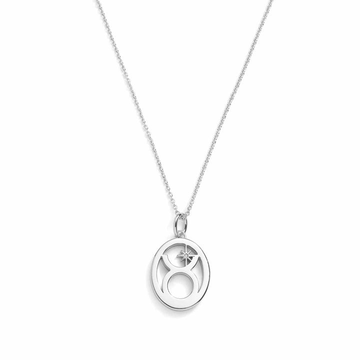 Elegant Zodiac Necklace - Personalized Jewelry - Wearing Felicity     
 Zodiac-Necklace-Silver-Taurus Wear Felicity